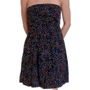 BCBGeneration Black Strapless Mini Dress w/ Fun Confetti Print